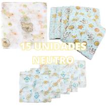 Fralda de Pano Bebê Kit com 15 Unidades 60cm x 60cm 100% algodão Minasrey Pacote