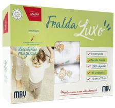 Fralda de Pano Bebê Luxo Tecido Duplo 100% Algodão Estampada 70x70cm Caixa C/5 Minasrey
