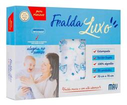 Fralda de Pano Bebê Luxo Tecido Duplo 100% Algodão Estampada 70x70cm Caixa C/5 Minasrey