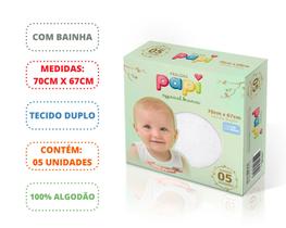 Fralda de pano com bainha 05-unidades algodão - papi