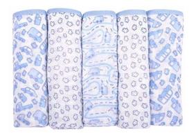 Fralda De Pano Composê Estampada 5 Unidades Menino