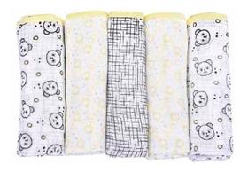 Fralda De Pano Composê Estampada 5 Unidades Panda