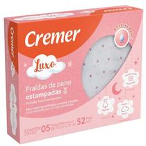 Fralda de Pano Cremer Luxo Estampada Menina ou Menino 5 Peças