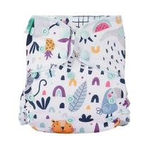 Fralda De Pano De Veludo De Bambu Com Estampa Arco-Íris, Fralda Híbrida AIO AI2 Impermeável Para Uso