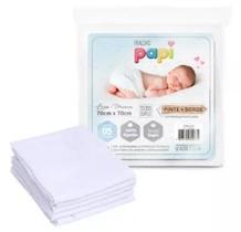 Fralda de pano em algodão tecido duplo Papi 70x70 5 unidades Branca 0710 Fralda de pano em algodão tecido duplo Papi 70x70 5 unidades Branca 0710