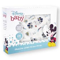 Fralda De Pano Estampa Disney Mickey Azul Caixa Com 5