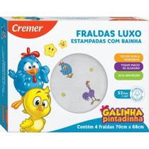 Fralda de Pano Galinha Pintadinha C/ Bainha - Cremer 70x68 (CX 4UN)