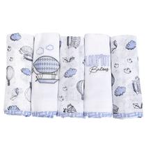 Fralda de Pano Loupiot Temas REF5228 Azul - 5 Unidades