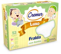 Fralda de Pano Luxo Branca Com Bainha Cremer 70x70Caixa C/