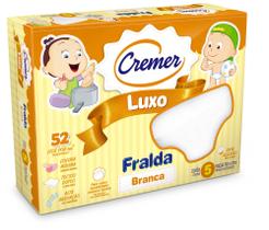 Fralda de Pano Luxo Branca Cremer 70x70Caixa 5un