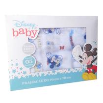 Fralda De Pano Luxo Disney Baby Mickey Bebê Menino Extra Absorção 100 Algodão Contém 5 Unidades Minasrey sem Bainha