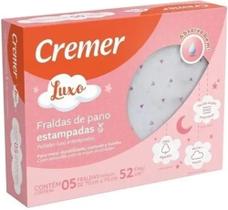 Fralda De Pano Luxo Estampa 70x70 Menina Caixa C/ 5 - Cremer