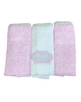 Fralda de Pano Luxo Tecido duplo com Bainha Bordada 70cm x 68cm ROSA 3 unid