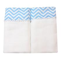 Fralda De Pano Ombro 2 Pecas Com Bainha Em Tecido Azul Chevron Baby Deluxe 100 Algodão Passeios Macio protege o bebe contra o vento sol Tecido Duplo