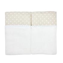 Fralda De Pano Ombro 2 Pecas Com Bainha Em Tecido Bege Poa Baby Deluxe 100 Algodão Passeios Macio protege o bebe contra o vento e sol Tecido Duplo
