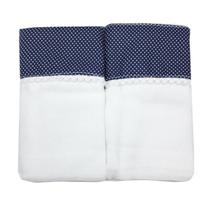 Fralda De Pano Ombro 2 Pecas Com Bainha Em Tecido MArinho Poa Baby Deluxe 100Algodão Passeios Macio protege o bebe contra o vento e o sol Tecido Duplo