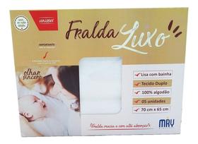 Fralda de pano p/ bebê luxo branca c/ bainha 05-unidades mry