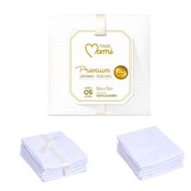 Fralda de Pano Papi Premium 100 Algodão Branca 70x70cm com Bainha 5 Unidades