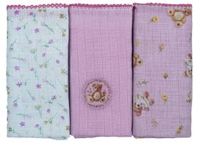 Fralda de Pano para Bebê 68 cm x 70 cm 3 Unidades Baby Joy