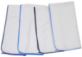 Fralda De Pano Para Bebê Quadriculada Branca 68 Cm X 68 Cm Com Crochê Colorido