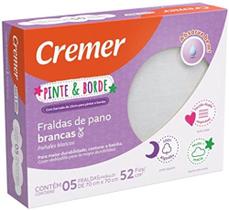 Fralda De Pano Pinte E Borde Luxo Branca 5 Unidades - Cremer