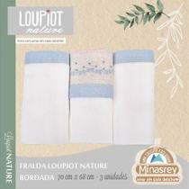 Fralda de Pano Reutilizável Loupiot Nature Azul - Kit com 3 Unidades