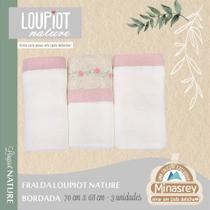 Fralda de Pano Reutilizável Loupiot Nature Rosa - Kit com 3 Unidades