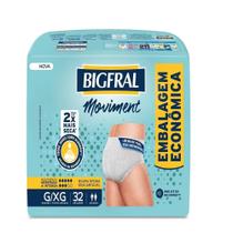 Fralda Descartavel Adulto Bigfral Roupa Intima Moviment Grande/Extra Grande - 4 Pacotes com 32 Fraldas