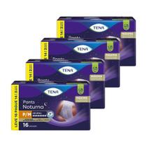 Fralda Descartável Adulto Tena Pants Noturna P/M Leve 16 Pague 14 - 4 Pacotes de 16 Fraldas - Total 64 Tiras
