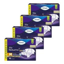 Fralda Descartável Adulto Tena Slip Noturna Médio Leve 16 Pague 14 - 4 Pacotes com 16 Fraldas - Total 64 Tiras