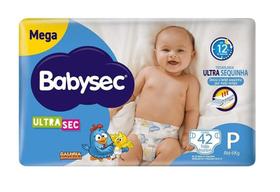 Fralda descartável babysec mega ultra sec p c/42 até 6kg