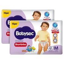 Fralda Descartável Babysec Shortinho Galinha Pintadinha Hiper Tamanho M 2 Pacotes com 60 Fraldas Total 120 Tiras