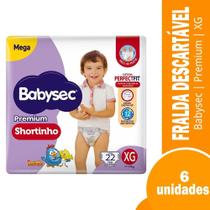 Fralda Descartável Babysec Shortinho Mega Extra Grande - 6 Pacotes com 22 Fraldas - Total 132 Tiras