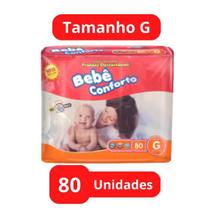 Fralda Descartável Bebê Conforto 1 Pacote Mega Tamanho G Com 80 Unidades - bebe conforto