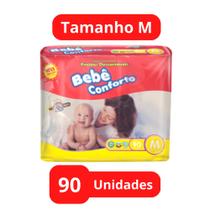 Fralda Descartável Bebê Conforto 1 Pacote Mega Tamanho M Com 90 Unidades