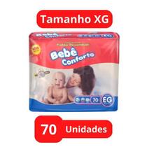 Fralda Descartável Bebê Conforto 1 Pacote Mega Tamanho XG Com 70 Unidades
