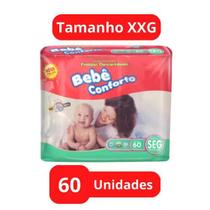 Fralda Descartável Bebê Conforto 1 Pacote Mega Tamanho XXG Com 60 Unidades