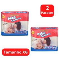 Fralda Descartável Bebê Conforto 2 Pacotes Mega Tamanho XG Com 70 Unidades Cada - Total 140 - bebe conforto