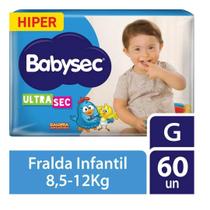 Fralda Descartável Bebê Infantil Babysec Ultrasec Hiper Tamanho G 60 Unidades