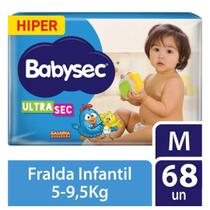Fralda Descartável Bebê Infantil Babysec Ultrasec Hiper Tamanho M 68 Unidades