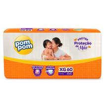 Fralda Descartável Bebê Pom Pom Derma Protek Proteção De Mãe Tamanho XG 12 a15 KG 60 Tiras Fralda Descartável Bebê Pom Pom Derma Protek Proteção De Mãe Tamanho XG 12 a15 KG 60 Tiras