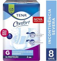 Fralda descartavel biofral tena confort plus g c/ 8 unid
