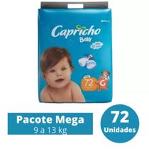 Fralda Descartavel Capricho Baby Mega 1 Pacote Tamanho G Com 72 Unidades