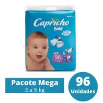 Fralda Descartavel Capricho Baby Mega 1 Pacote Tamanho P Com 96 Unidades