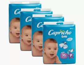 Fralda Descartavel Capricho Baby Mega 4 Pacotes Tamanho P 384 Fraldas