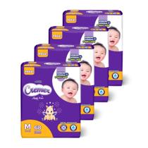 Fralda Descartável Cremer Tamanho M - 4 Pacotes com 68 Fraldas - Total 272 Tiras