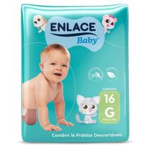 Fralda Descartável Enlace Baby Jumbinho Tamanho G - 9 Pacotes com 16 Tiras