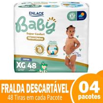 Fralda descartavel enlace baby shortinho super confort hiper extra grande 4x48 Fralda descartavel enlace baby shortinho super confort hiper extra grande 4x48