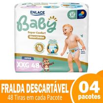 Fralda descartavel enlace baby shortinho super confort hiper extra grande 4x48