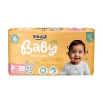 Fralda Descartável Enlace Baby Super Confort Mega P - 8 Embalagens com 38 Unidades - Total de 304 Tiras Fralda Descartável Enlace Baby Super Confort Mega P - 8 Embalagens com 38 Unidades - Total de 304 Tiras